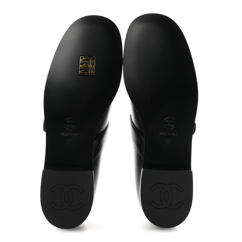 Calfskin Patent Mary Janes Flats 37 Black