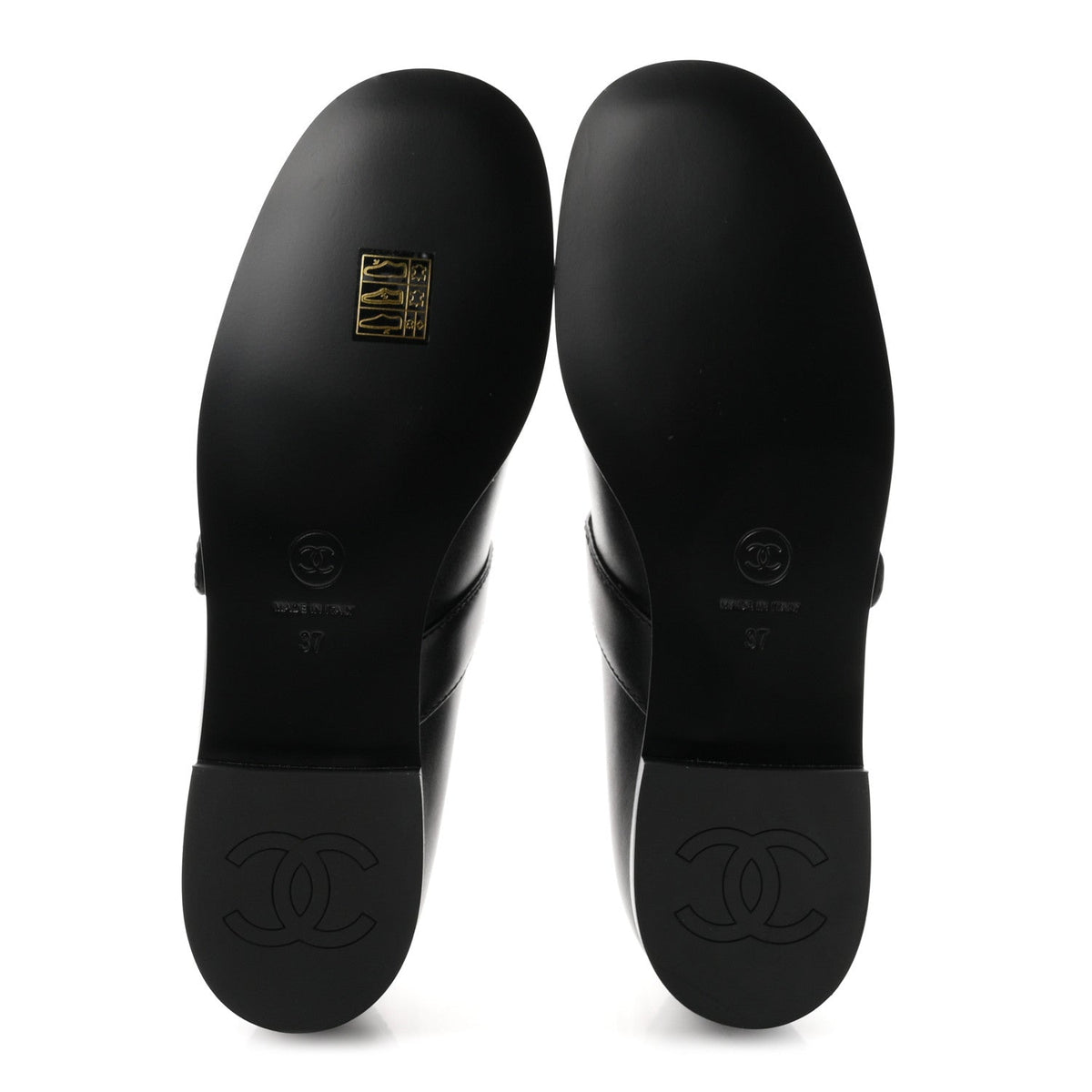 Calfskin Patent Mary Janes Flats 37 Black