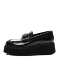 Calfskin Millennial Ribot Womens GG Wedge Platform Loafers 38 Black