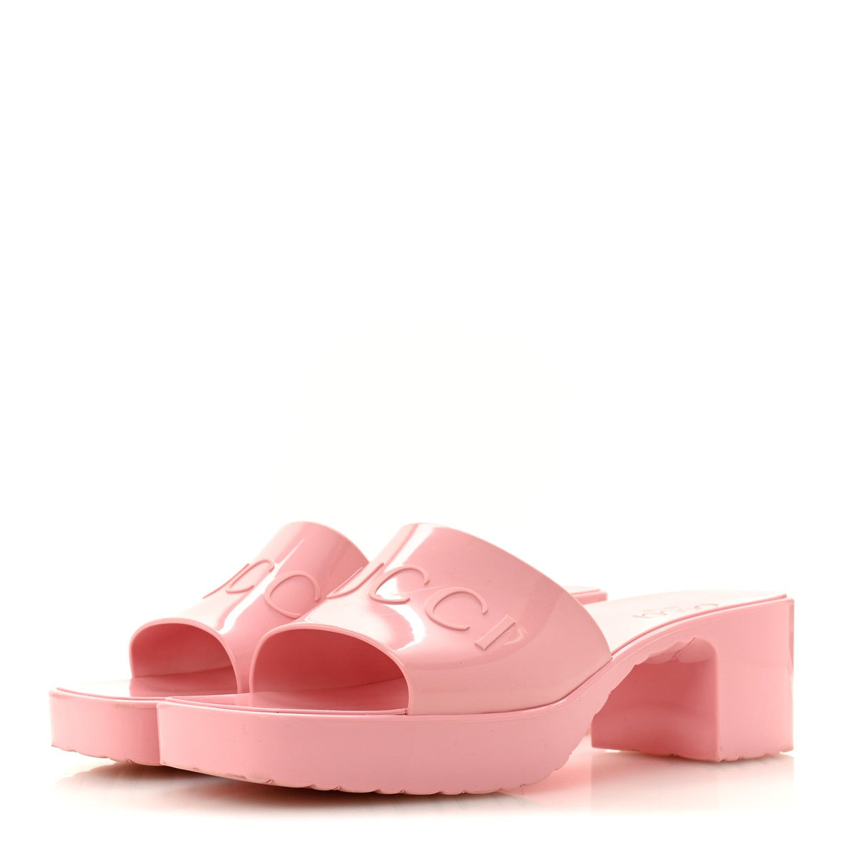 Rubber Gucci Logo Womens Platform 20/60mm Slide Sandals 38 Wild Rose