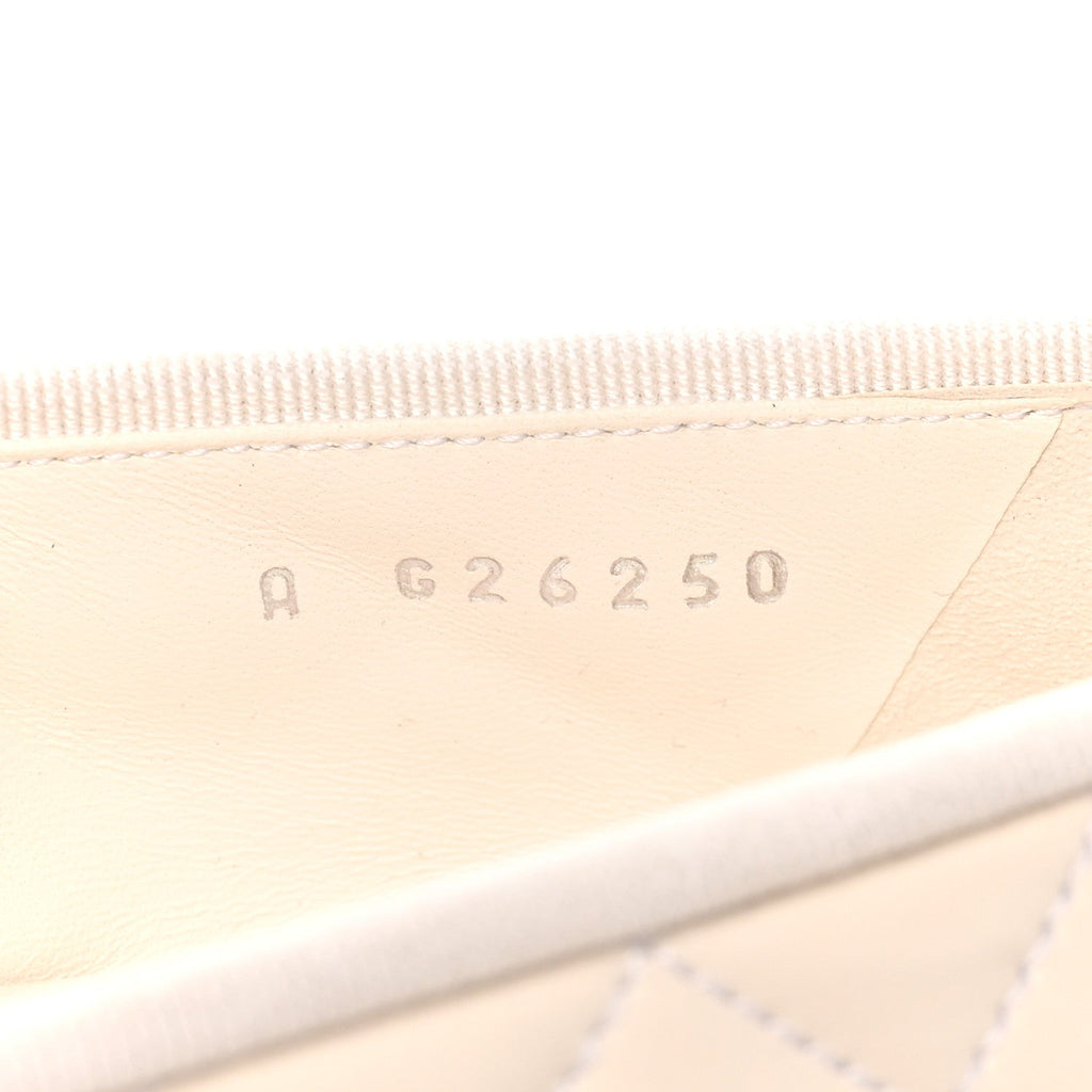 Lambskin Quilted CC Cap Toe Ballerina Flats 37.5 White Black