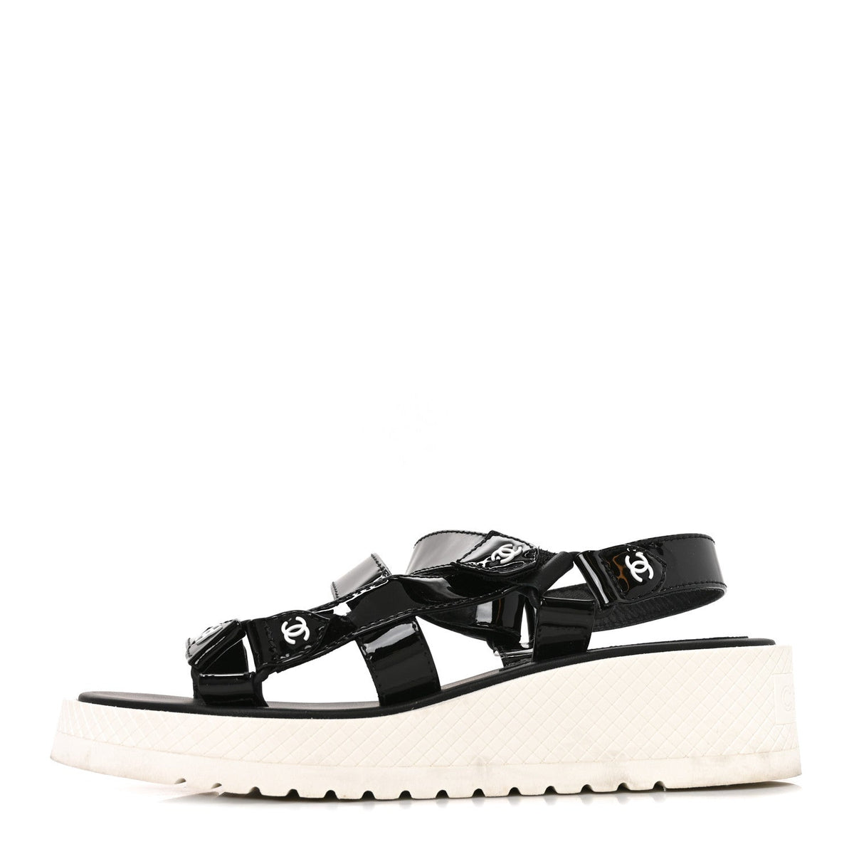 Patent CC Platform Sandals 36.5 Black