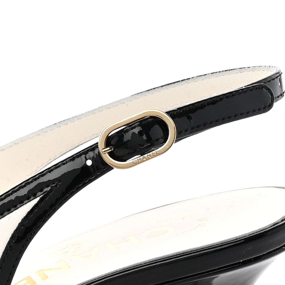 Lambskin Patent Calfskin Cap Toe CC Slingback Pumps 38 White Black
