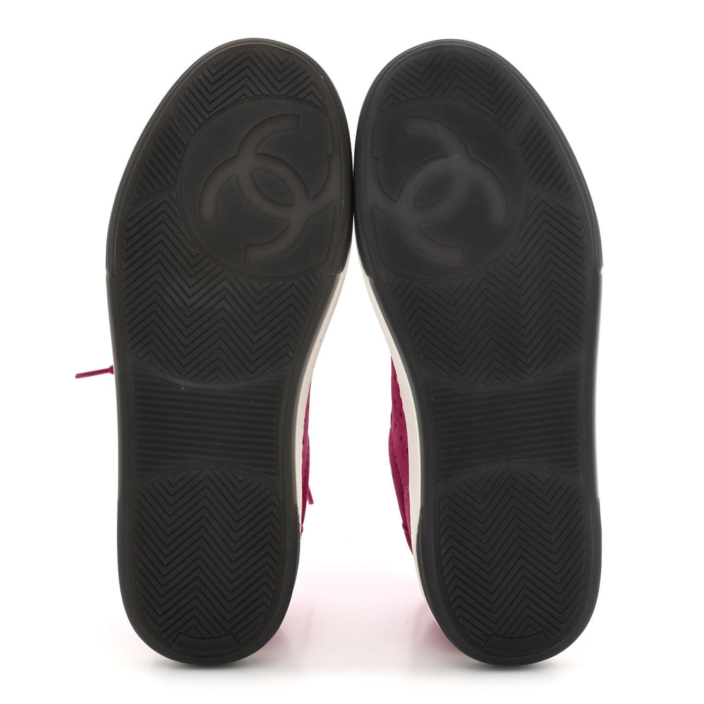 Suede Calfskin Logo Sneakers 37 Dark Pink