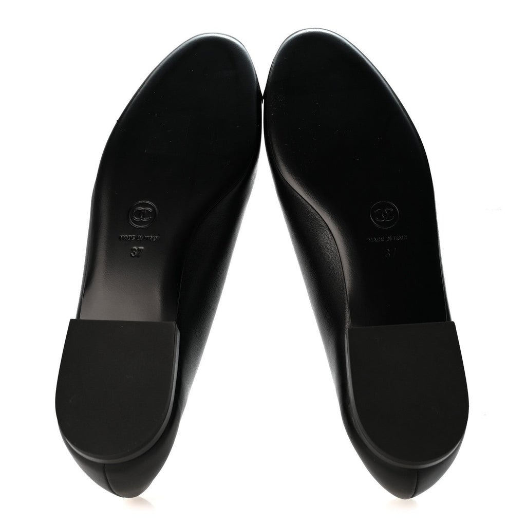 Calfskin Grosgrain Cap Toe CC Moccasin Loafers 37 Black