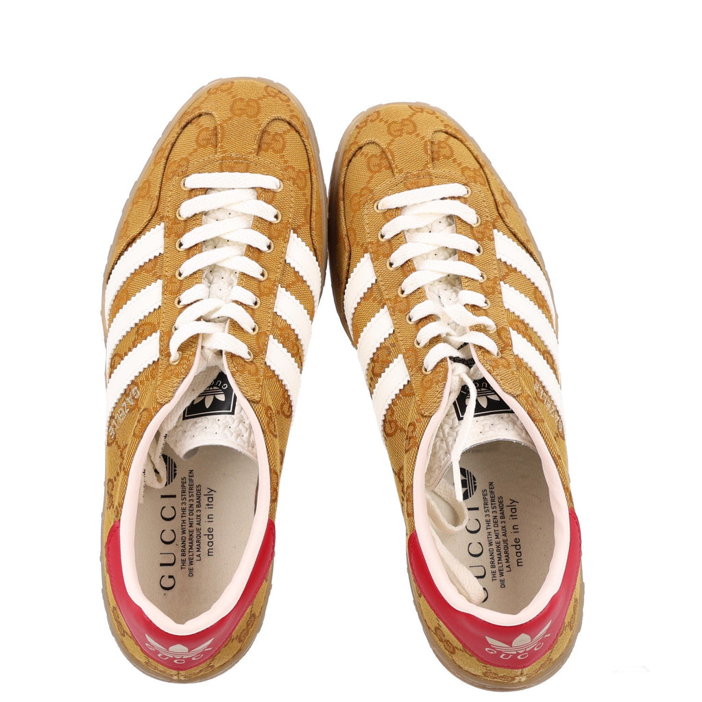 X ADIDAS Vintage GG Monogram Mens Gazelle Sneakers 11.5 Mid Natural Nut Off White