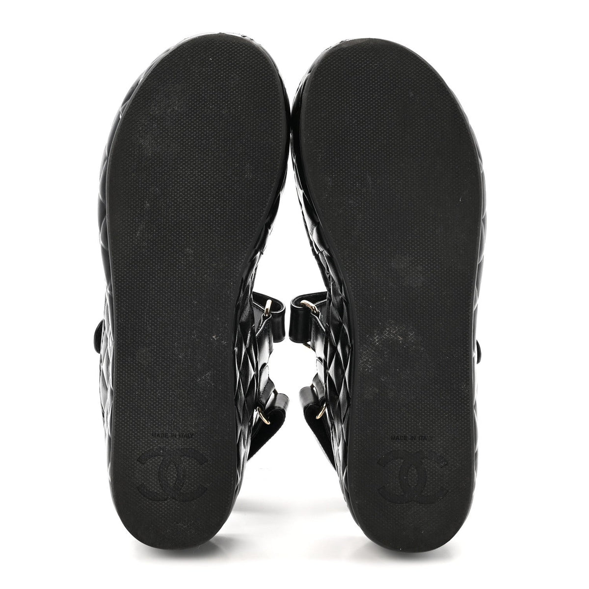 Shiny Calfskin Logo Platform Sandals 38 Black