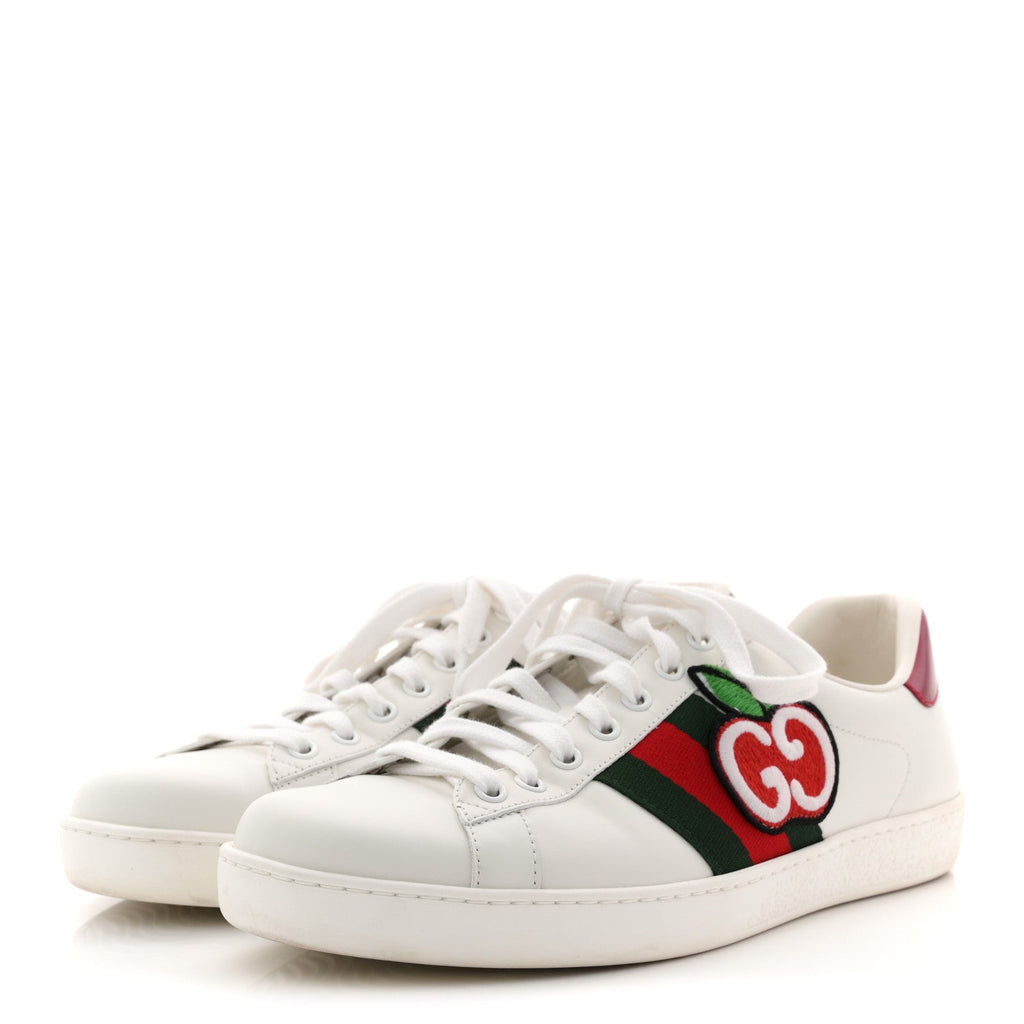 Calfskin Crocodile Web Mens Ace Sneakers 8 White Green