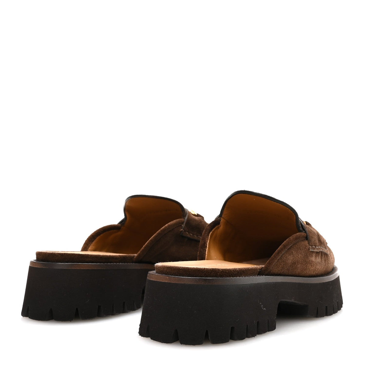 Suede Horsebit Platform Mules 40 Washed Brown