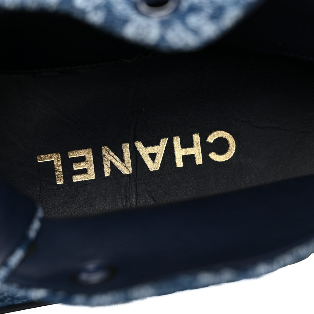 Printed Denim Quilted High Top Sneakers 41 Dark Blue