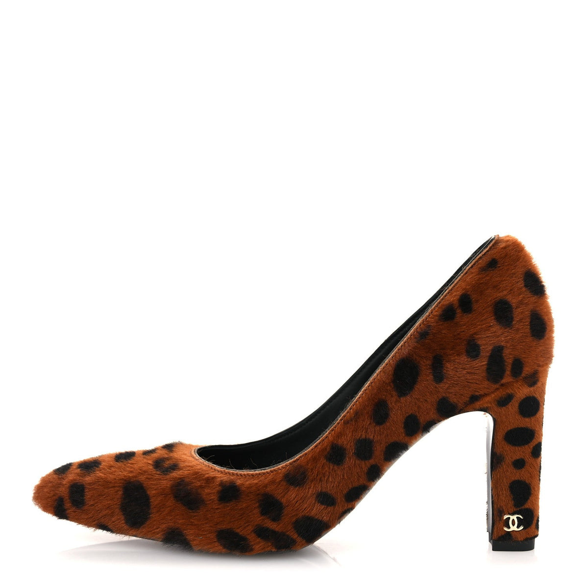 Pony Hair Lambskin Pumps 37 Brown Black