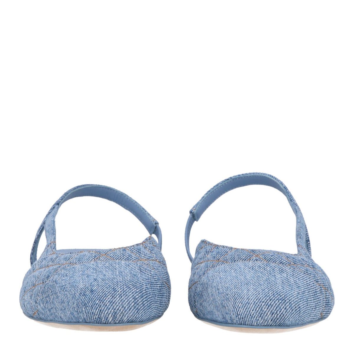 Denim Quilted Cap Toe CC Slingback Flats 40 Light Blue