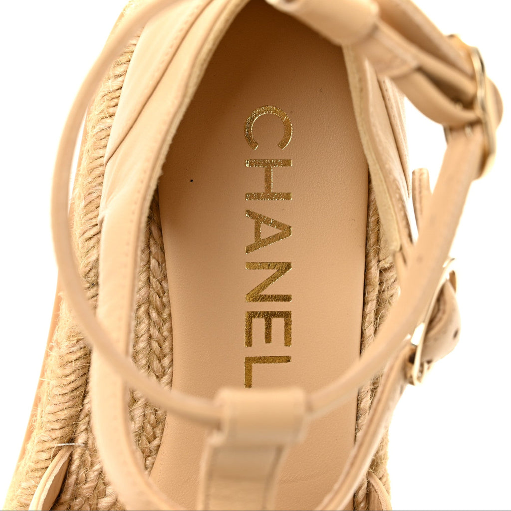 Lambskin Espadrille Sandals 37 Beige