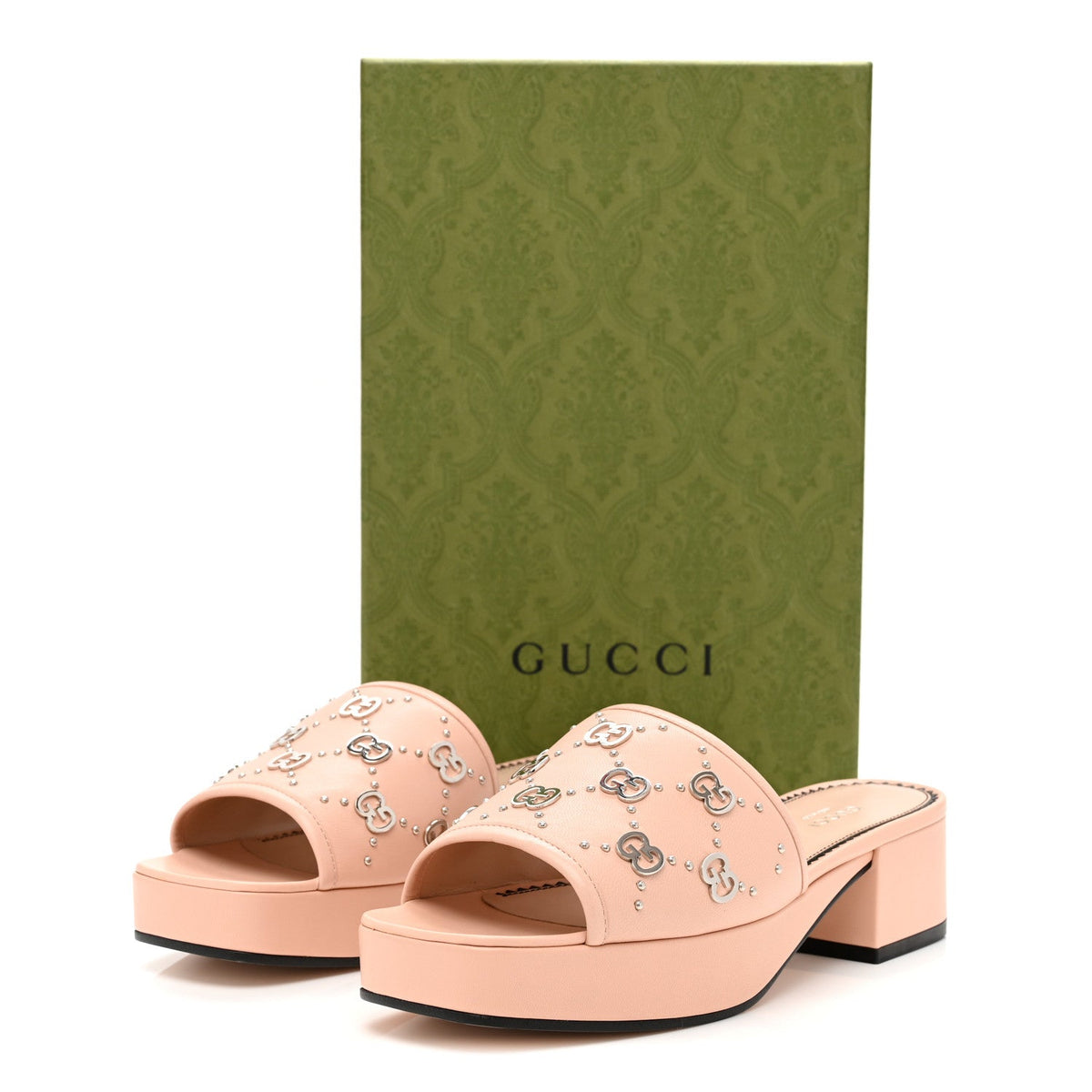 Malaga Kid Interlocking G Studs 25/50mm Platform Sandals 37.5 Perfect Pink
