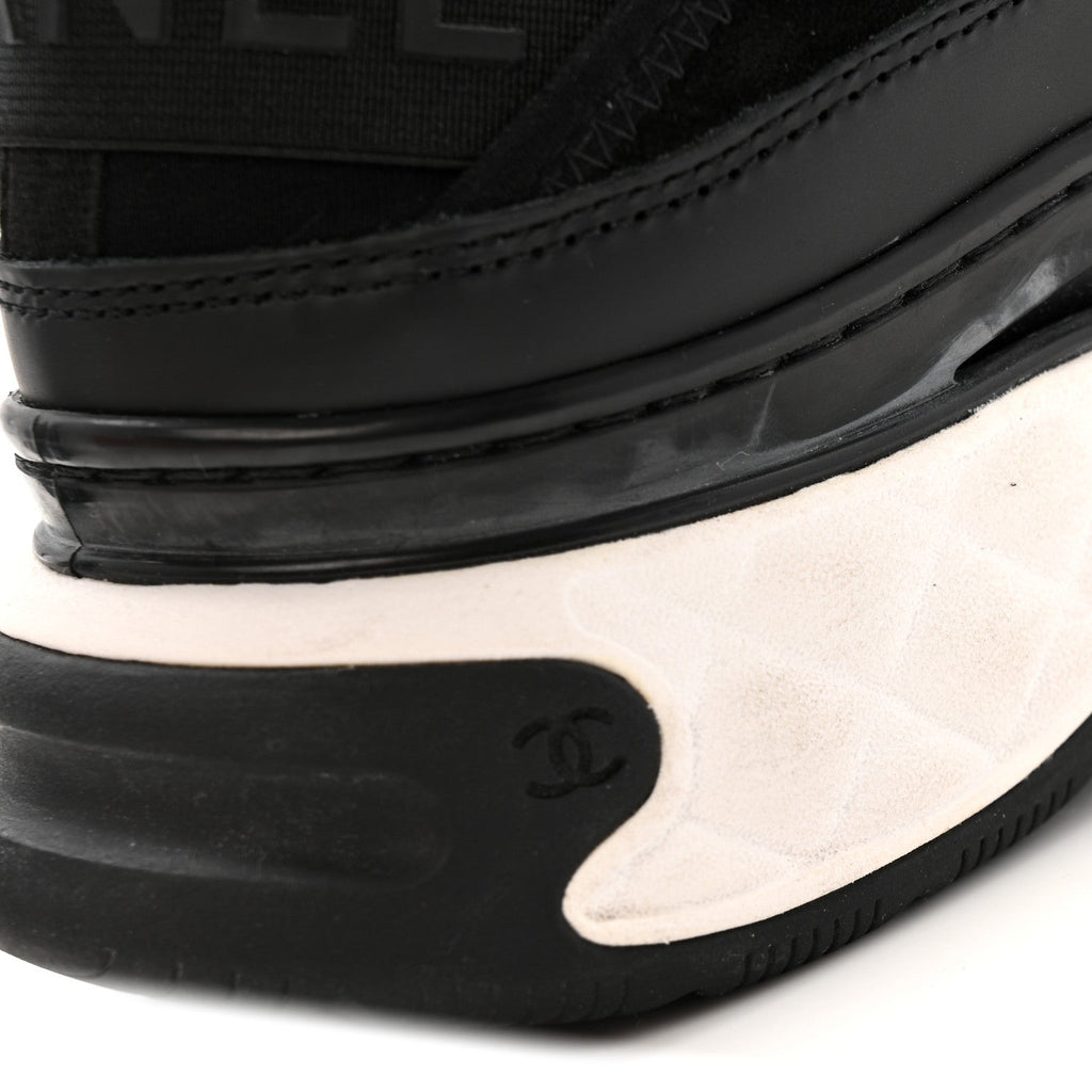 Velvet Calfskin Mixed Fibers CC Sneakers 38 Black