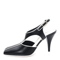 Lambskin CC Slingback Pumps 38 White Black