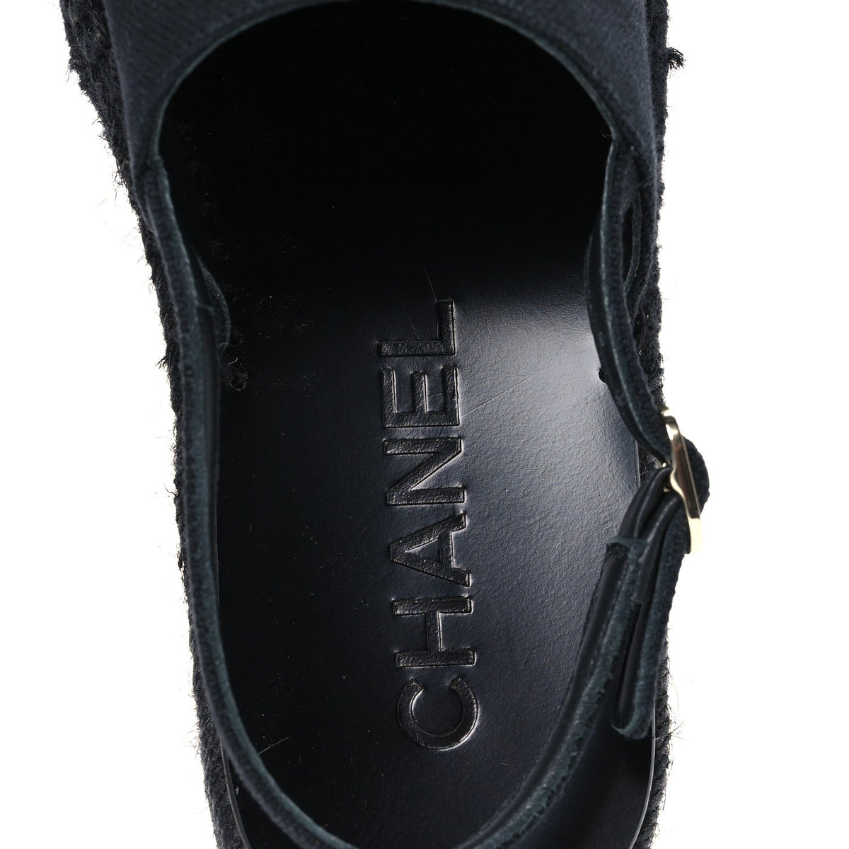 Canvas Strass CC Espadrille Slingback Sandals 38 Black