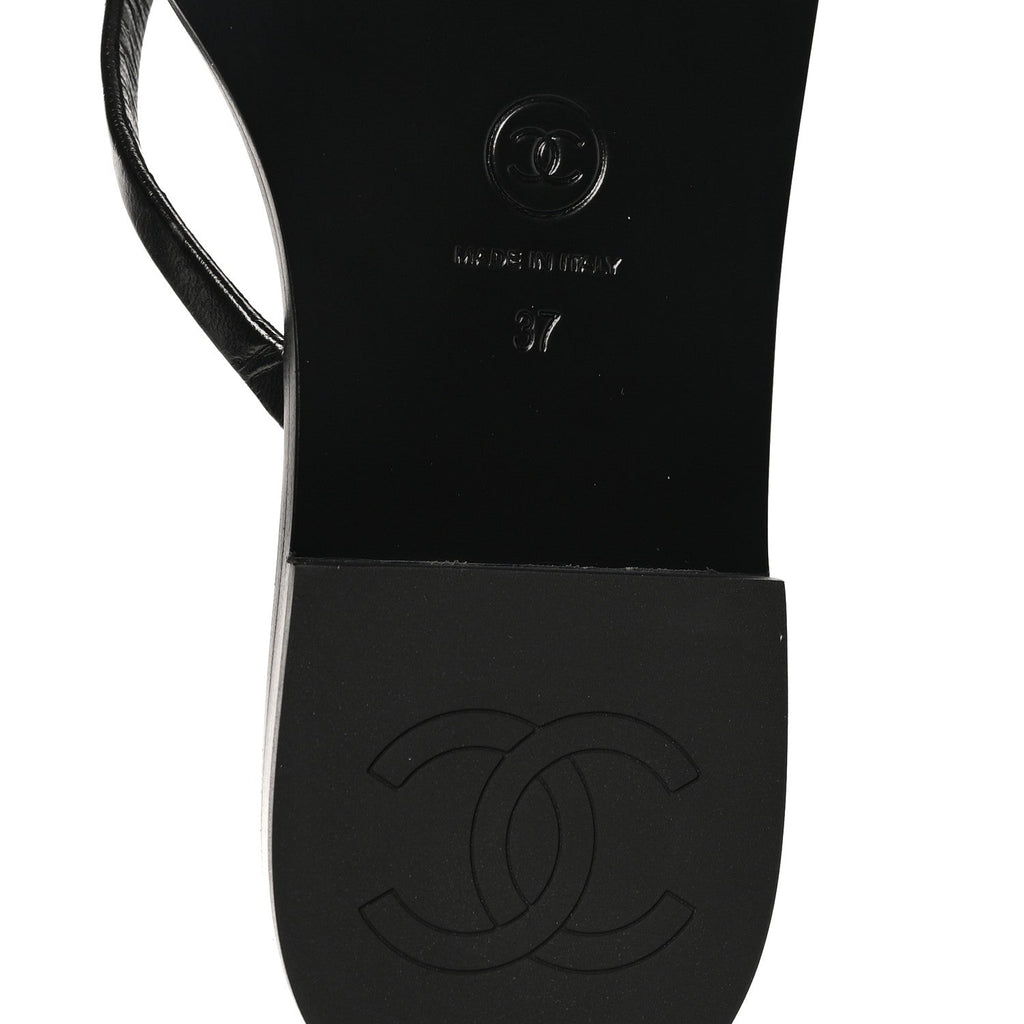Goatskin CC Times Square Thong Sandals 37 Black