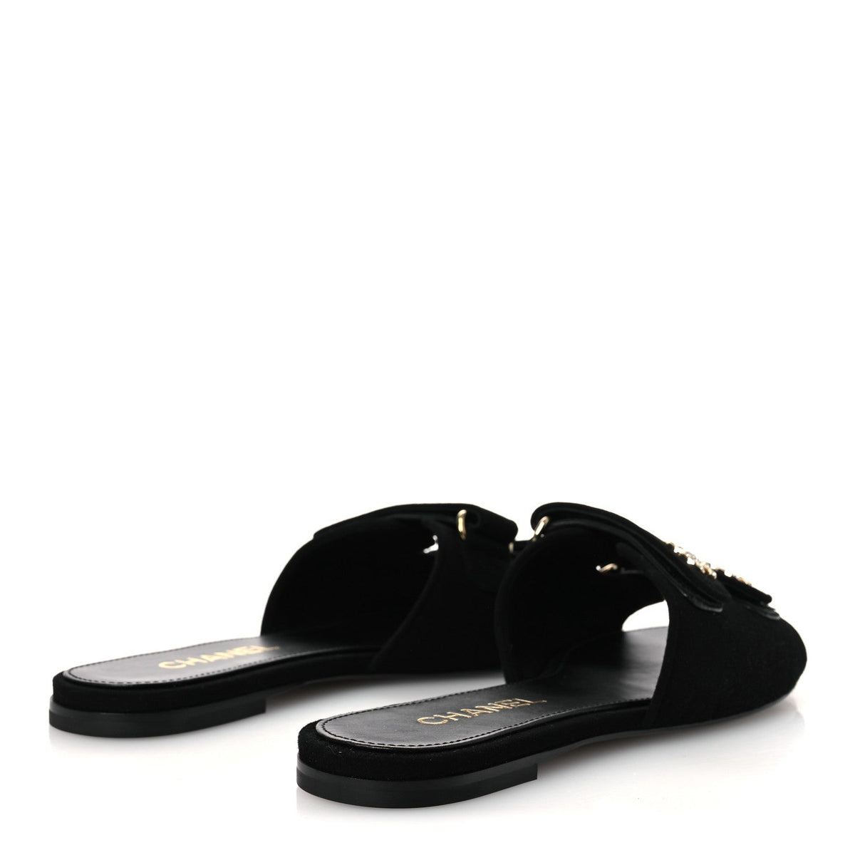Suede Kidskin Velcro Crystal CC Mules 38.5 Black 39.5 Black