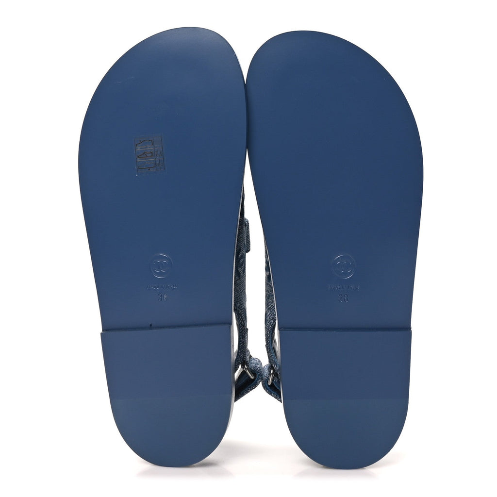 Denim CC Velcro Dad Chain CC Slide Sandals 38 Blue