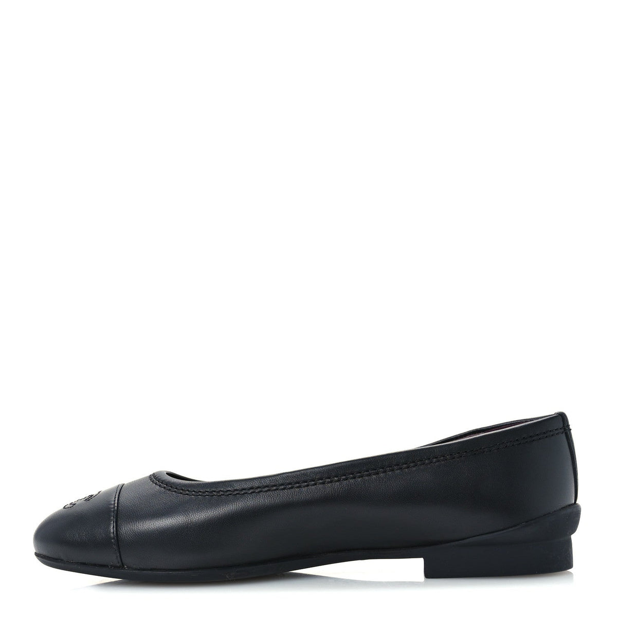 Lambskin Cap Toe CC Uniform Ballerina Flats 37 Black