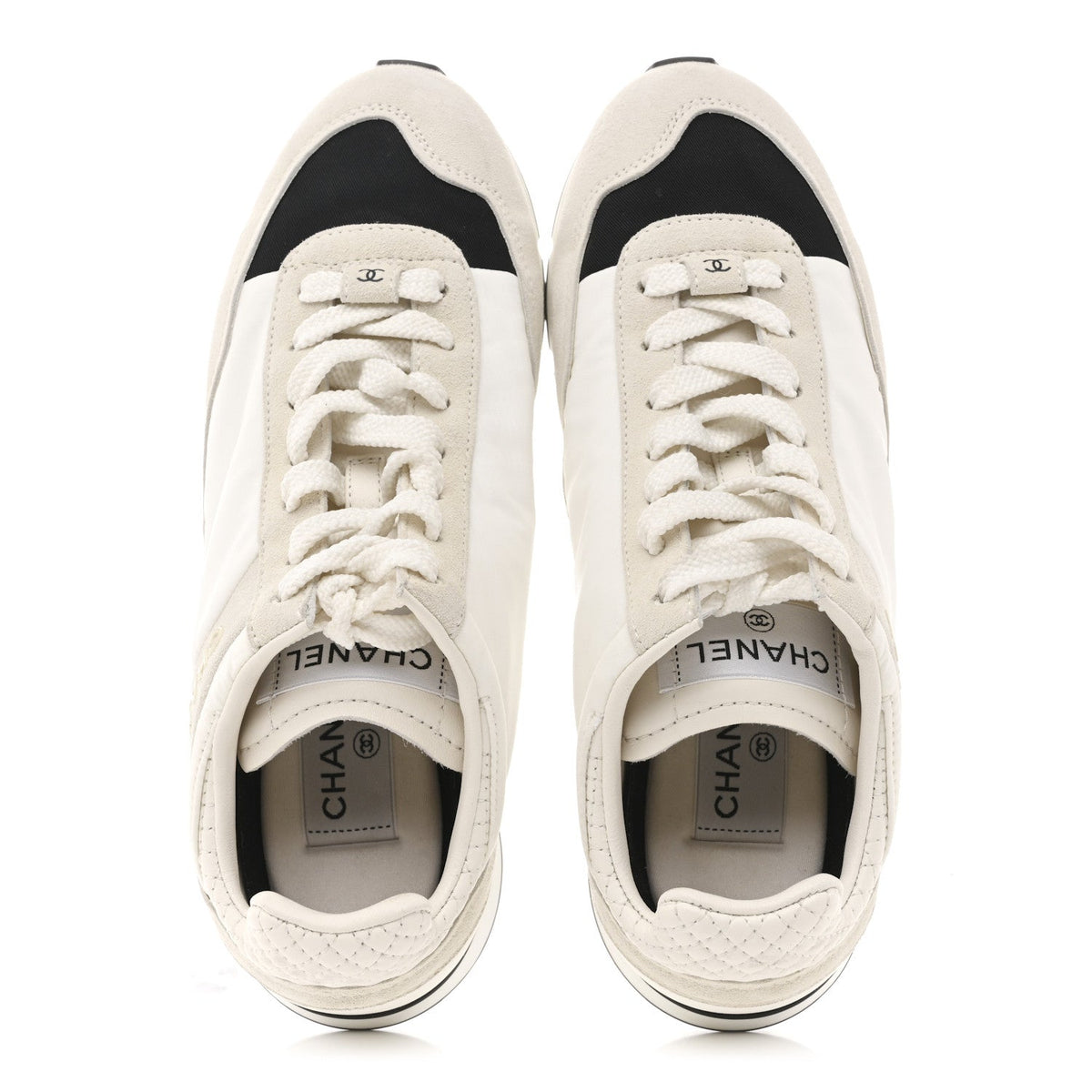 Nylon Suede Kidskin Calfskin Logo Sneakers 37.5 White Black