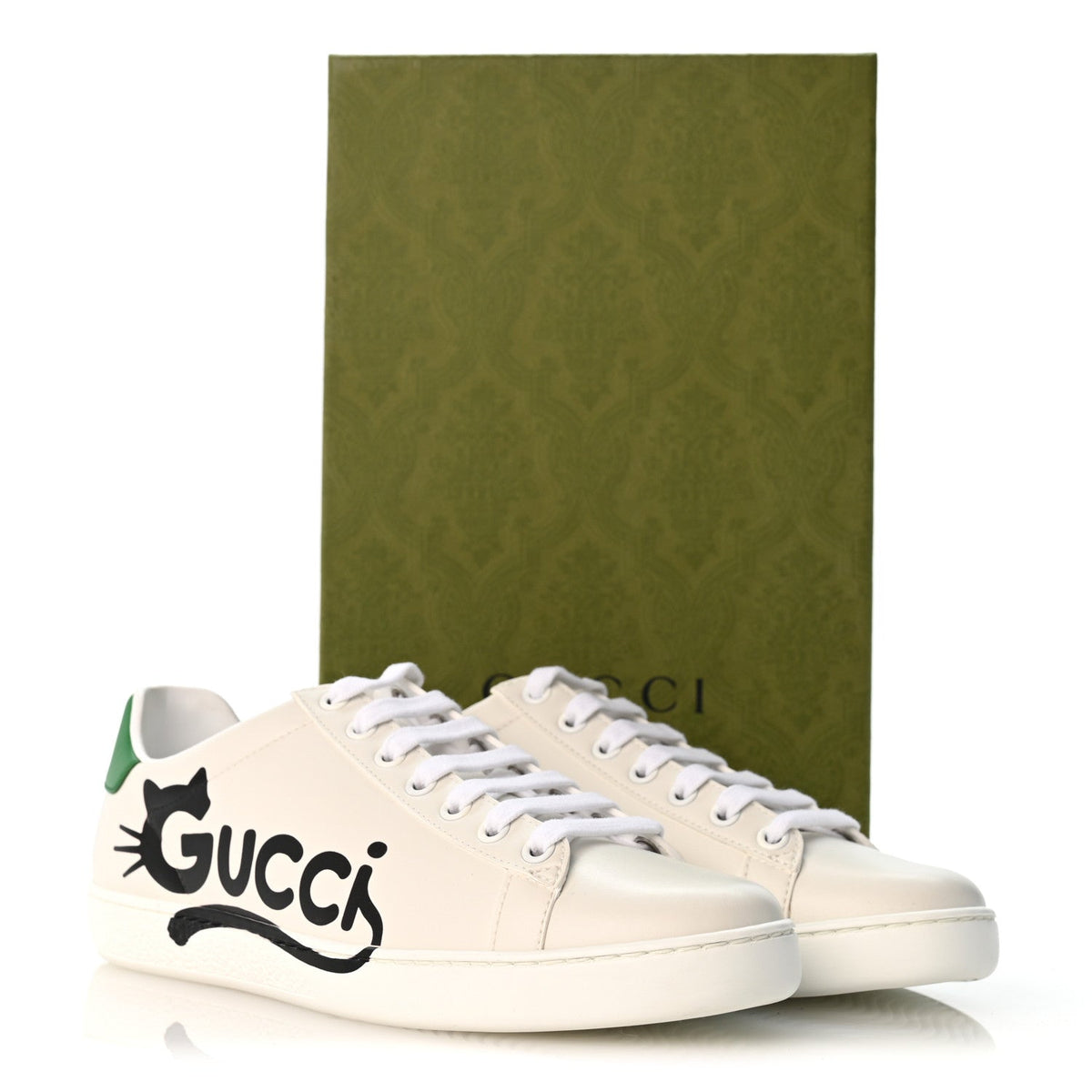Evolution Calfskin Cat Womens Ace Sneakers 36.5 White New Shamrock