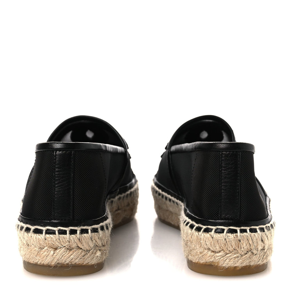Mesh Grosgrain CC Espadrilles 35 Black