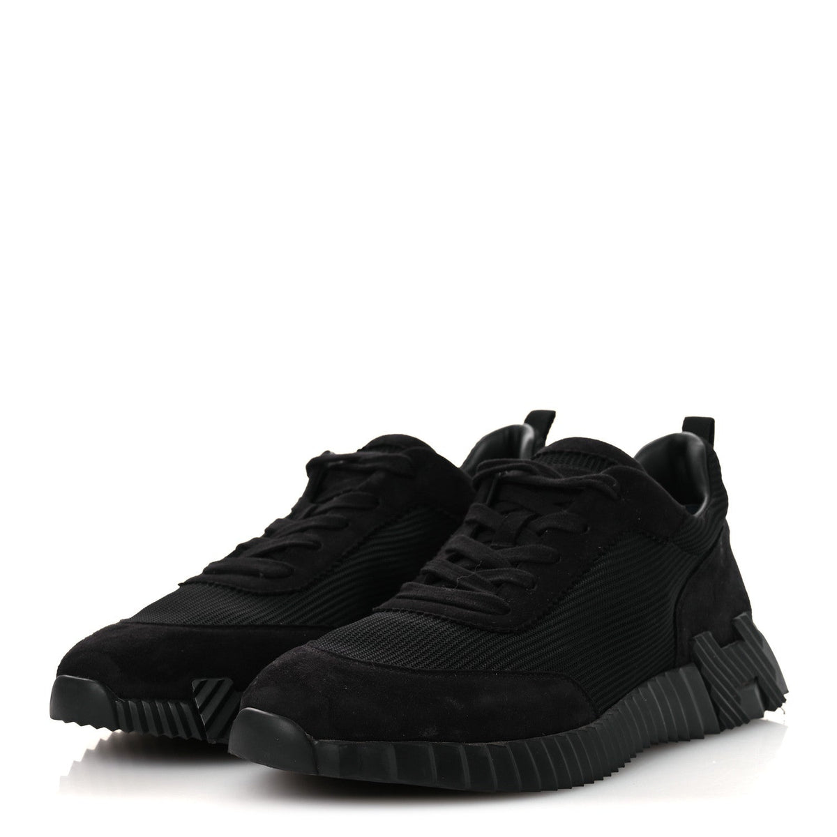 Technical Mesh Suede Goatskin Bouncing Sneakers 43 Black