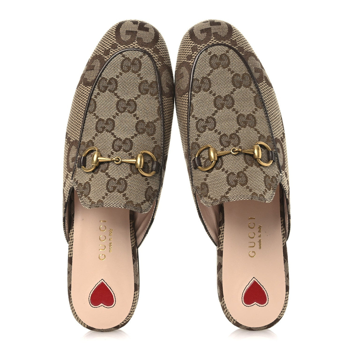Monogram Jumbo GG Malaga Kid Womens Princetown Slippers 35 Camel Ebony New Acero Beige