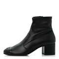 Stretch Lambskin Cap Toe CC Uniform Short Boots 38 Black