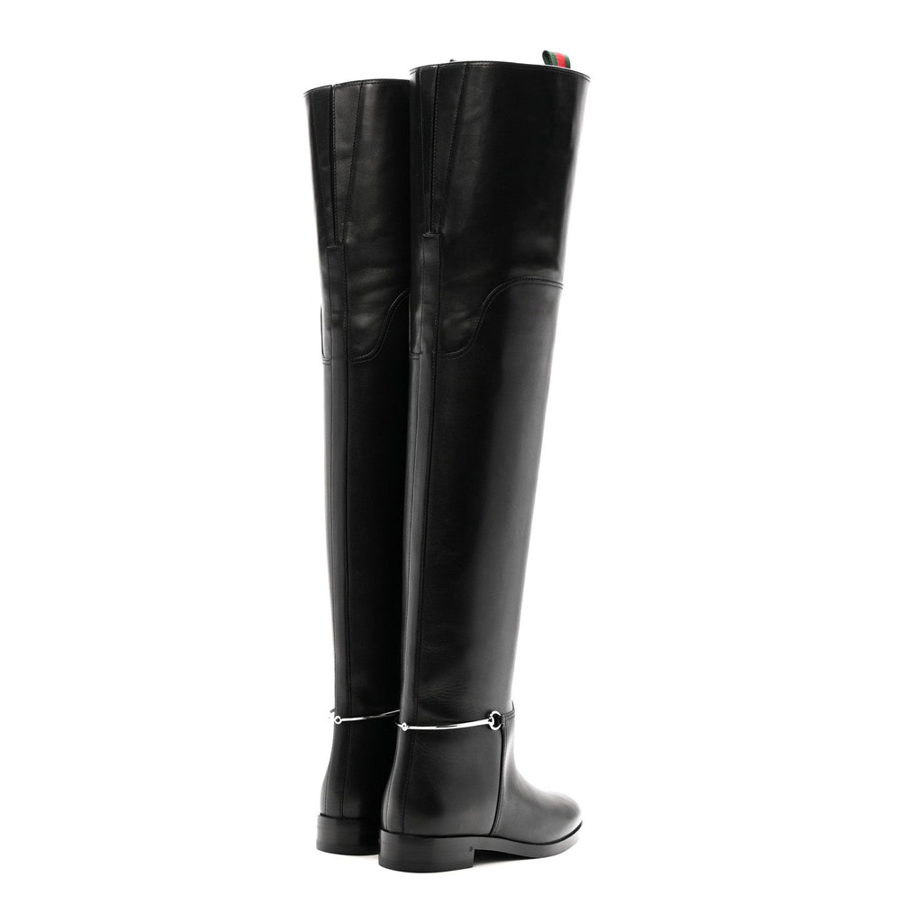 Calfskin Slim Horsebit Over The Knee High Boots 37 Black