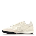 Shiny Calfskin Suede Quilted CC Logo Sneakers 36.5 White