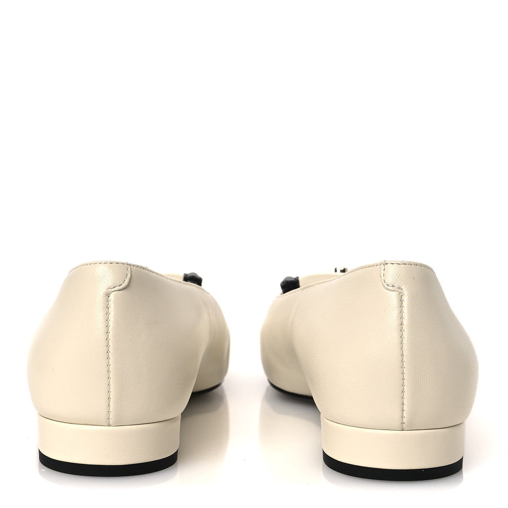 Lambskin Turnlock CC Ballet Flats 36 Ivory Black
