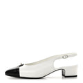 Goatskin Grosgrain Cap Toe CC Slingback Pumps 40 Black White