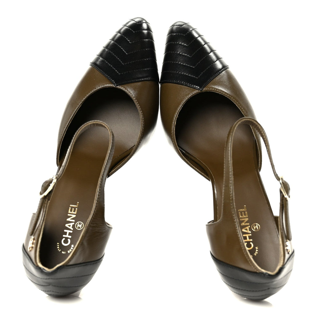 Lambskin Mary Jane Pumps 40 Dark Khaki Black