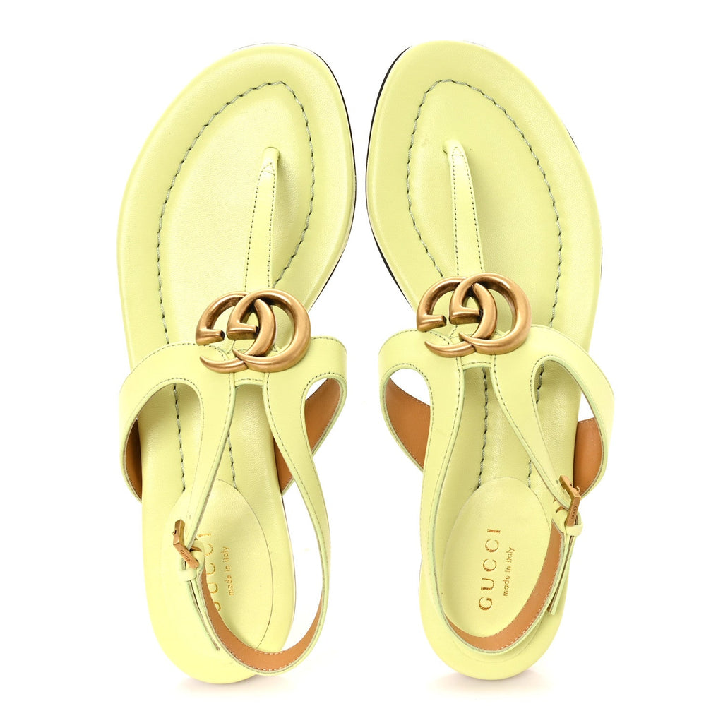 Calfskin Double G Thong Flat Sandals 36.5 Pistachio Green