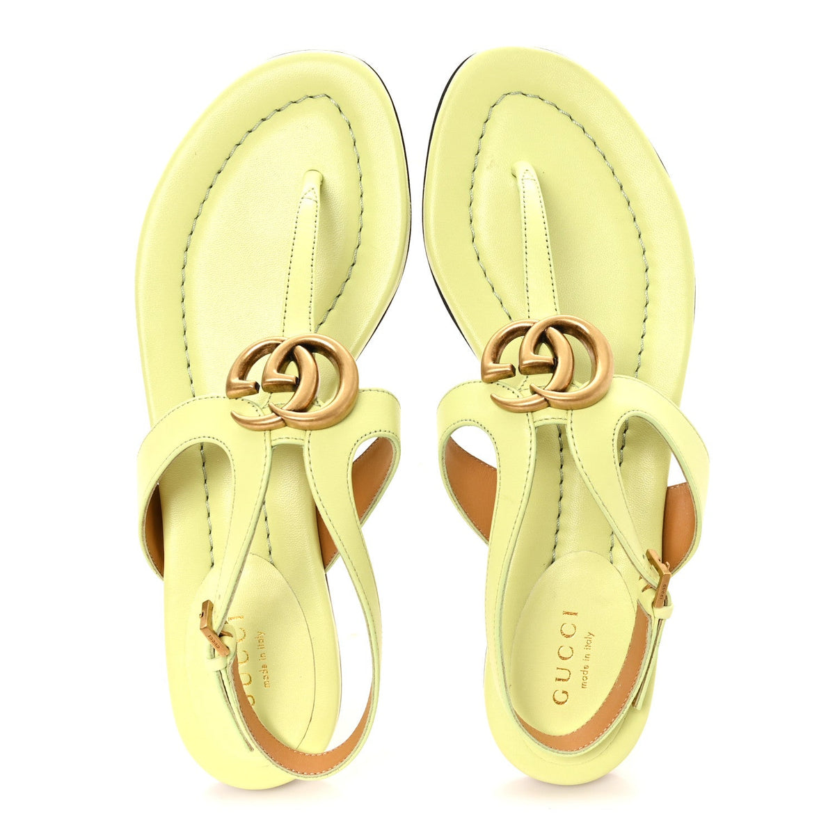 Calfskin Double G Thong Flat Sandals 36.5 Pistachio Green