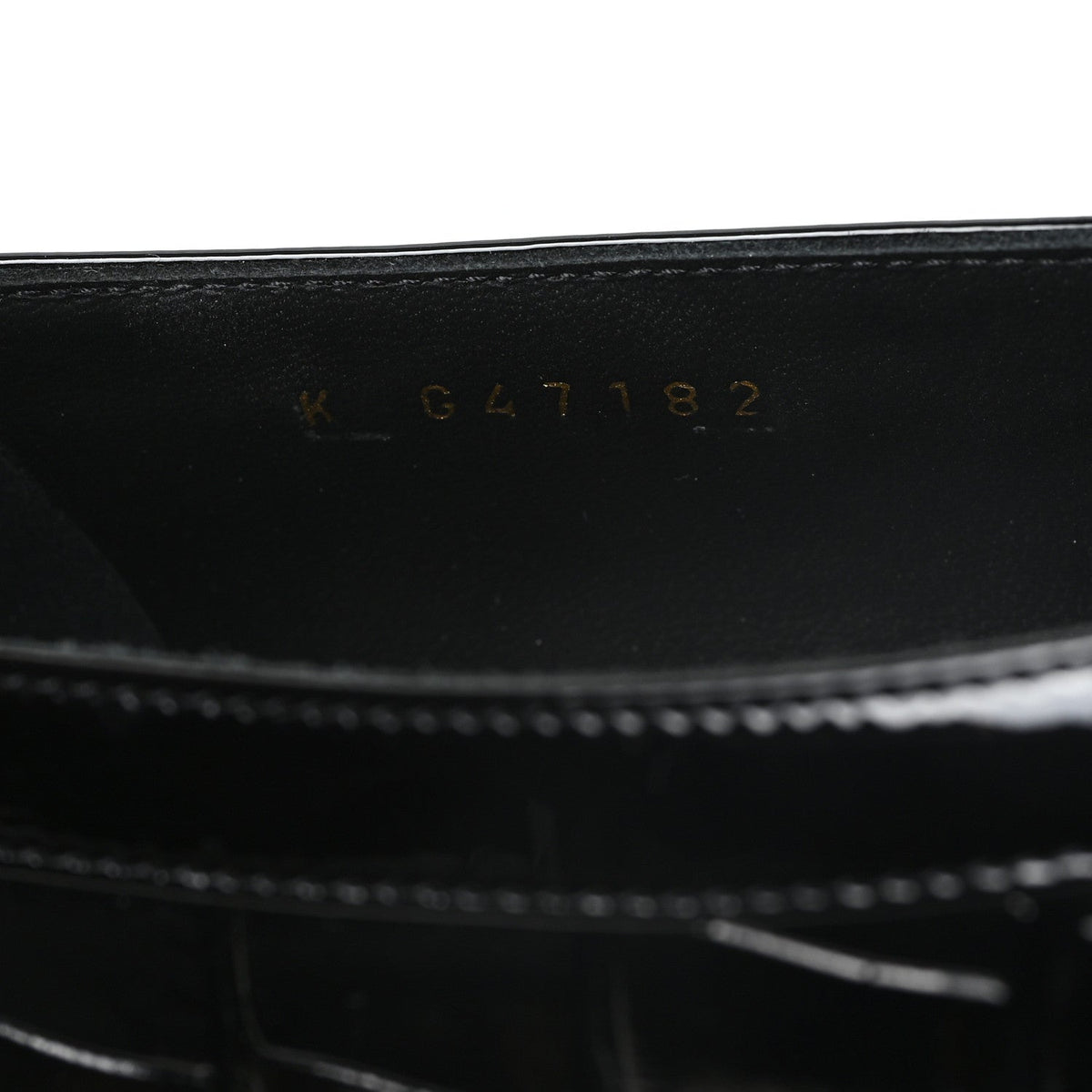 Crocodile Embossed Patent Calfskin Ballet Flats 36.5 Black