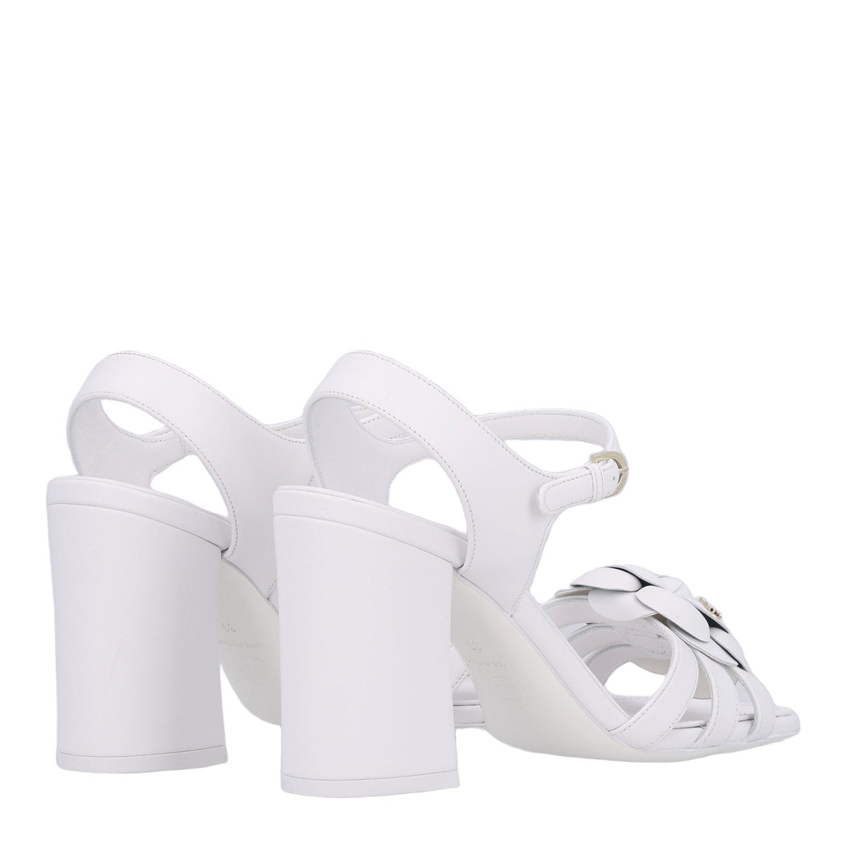 Lambskin Camellia Sandals 39 White
