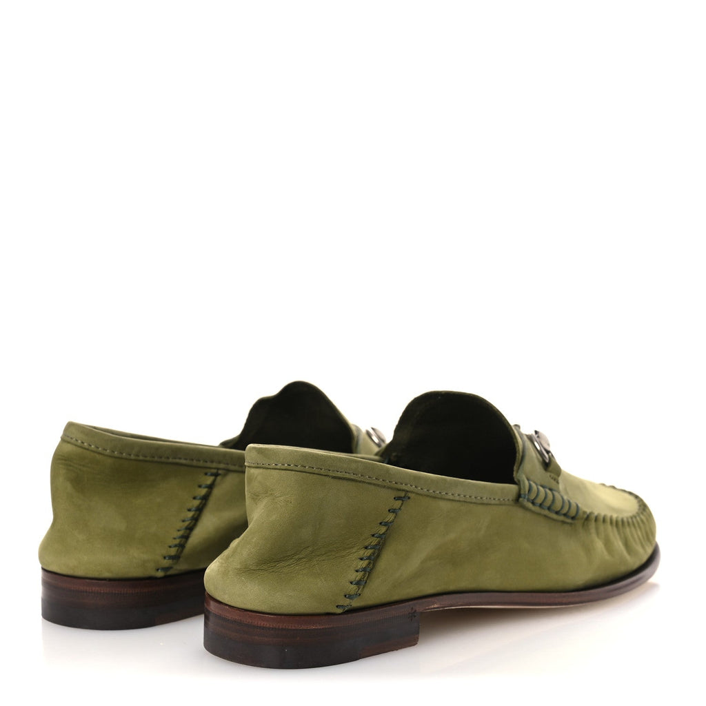 Nubuck Womens Horsebit Loafers 37 Herbs Light Green