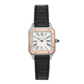 Stainless Steel 18K Pink Gold Alligator 31.4mm Santos Dumont Quartz Watch