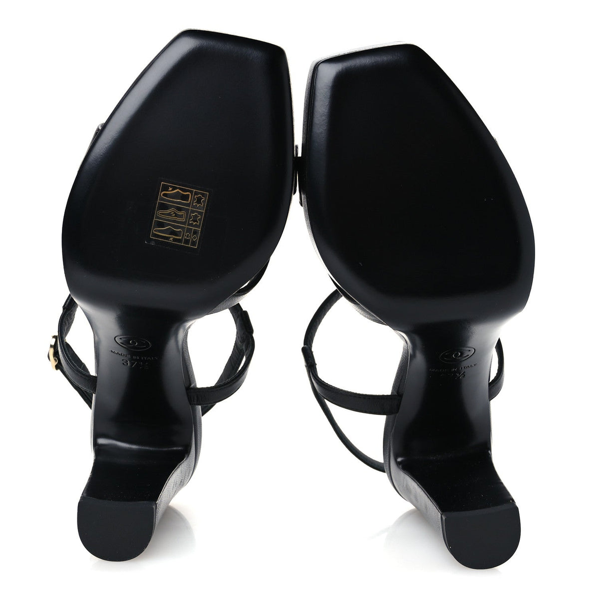 Lambskin Logo Platform Sandals 37.5 Black