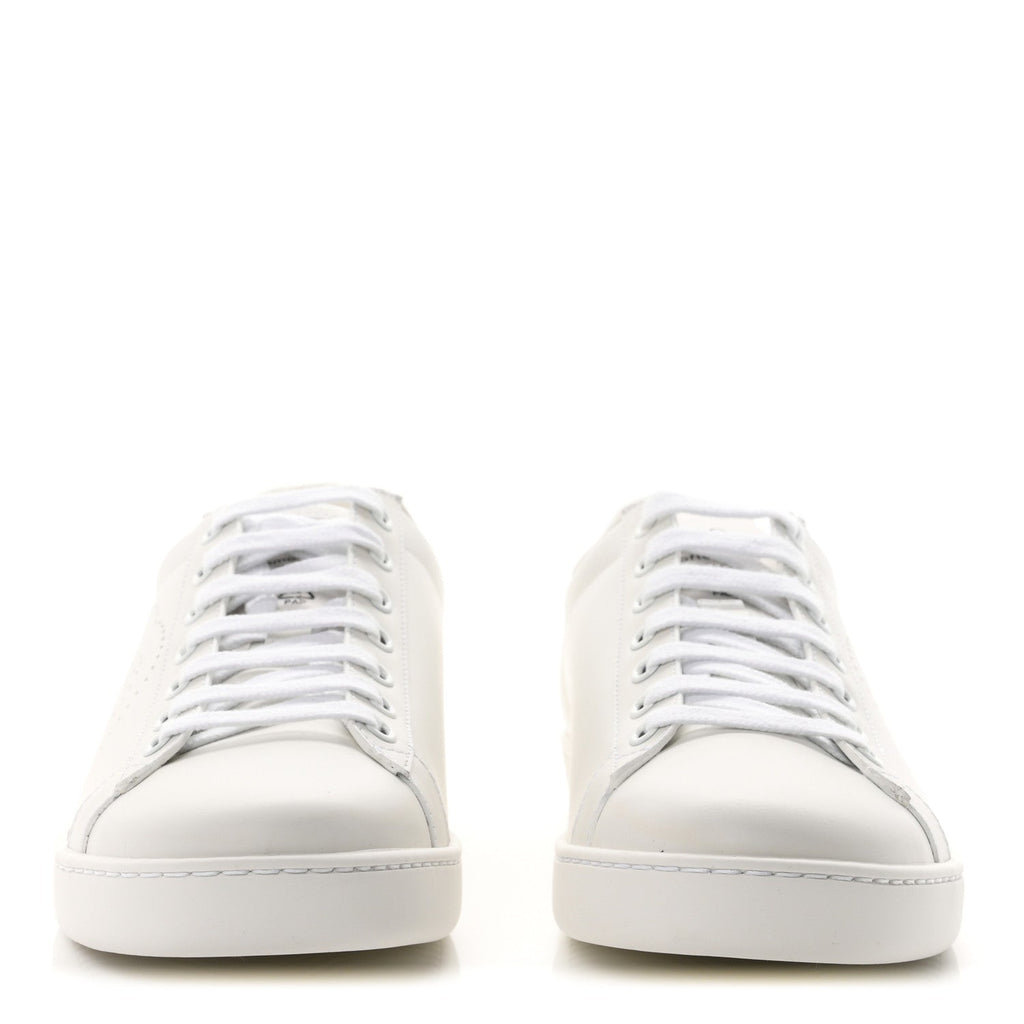 Calfskin Miro Soft Interlocking G Perforated Womens Ace Sneakers 38.5 White Grey Sky