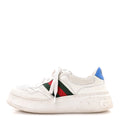 Calfskin Web Mens Ace Sneakers 7 White Blue