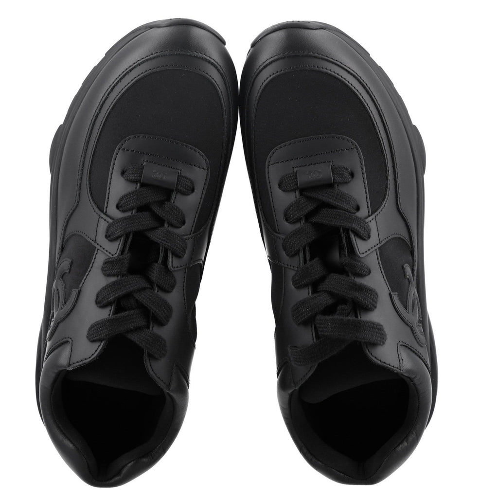 Lambskin Fabric CC Uniform Sneakers 41 Black