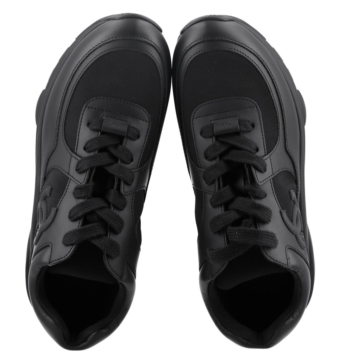 Lambskin Fabric CC Uniform Sneakers 41 Black