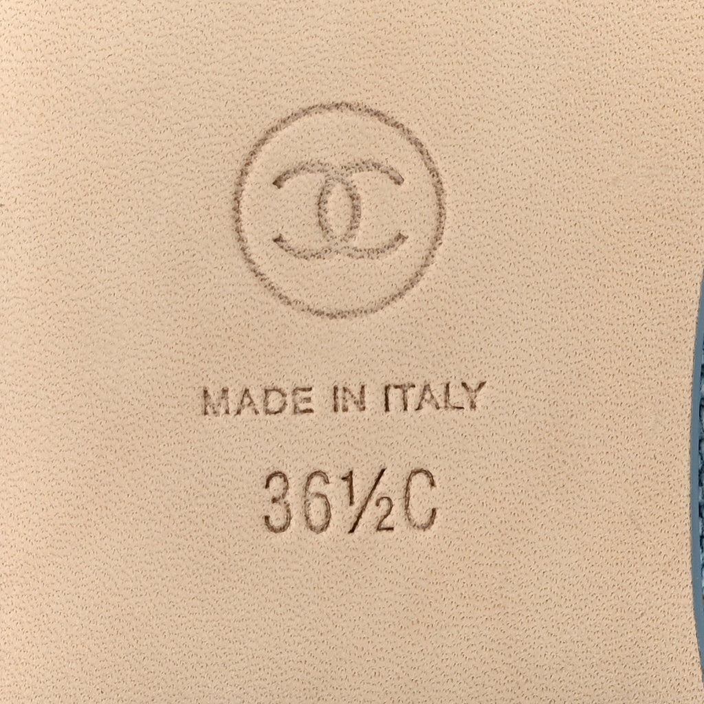 Denim Quilted Cap Toe CC Ballerina Flats 36.5 Light Blue