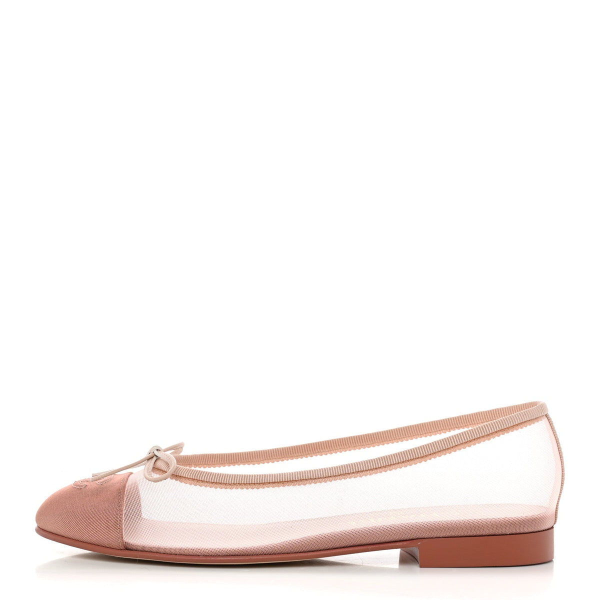 Mesh Grosgrain CC Cap Toe Ballerina Flats 37 Light Pink Dark Pink