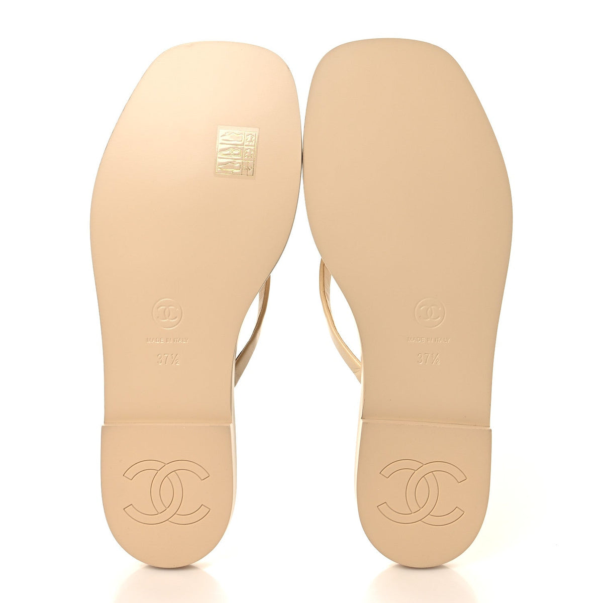 Goatskin CC Times Square Thong Sandals 37.5 Beige